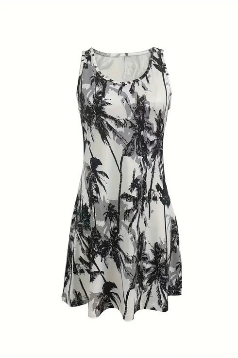 'Vanya' Printed Wide Strap Mini Dress - Celes Fashion